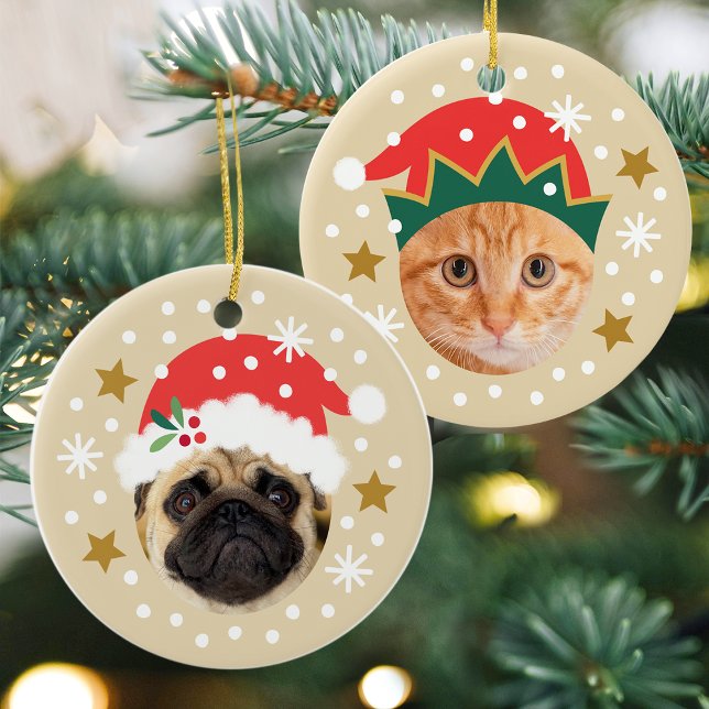 Christmas Custom Foto Niedlich Santa Elf Funny Bei Keramik Ornament (Von Creator hochgeladen)