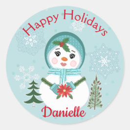 Christmas Custom Jolly Snow Frau Runder Aufkleber