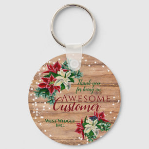 Christmas Customer Thank You Floral Rustic Schlüsselanhänger
