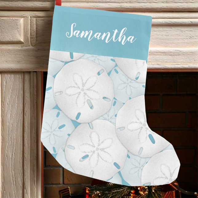 Christmas Cute Coastal Personalized Kleiner Weihnachtsstrumpf (Sand dollars whimsical Christmas Stocking. )