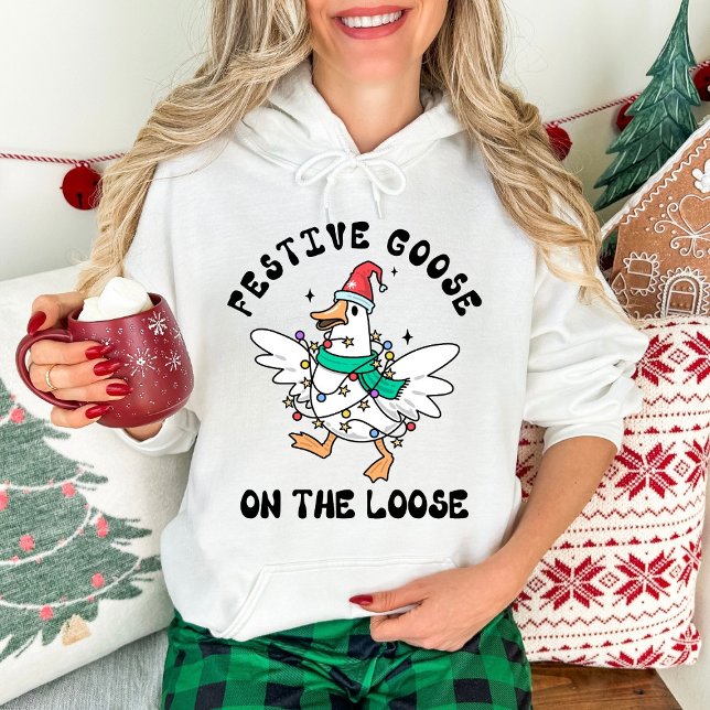 Christmas Cute Festive Goose on the Loose Hoodie (Von Creator hochgeladen)