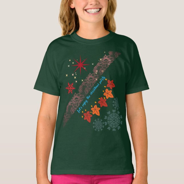 Christmas Cute Girl T-Shirt-Festive Holiday Outfit T-Shirt (Vorderseite)
