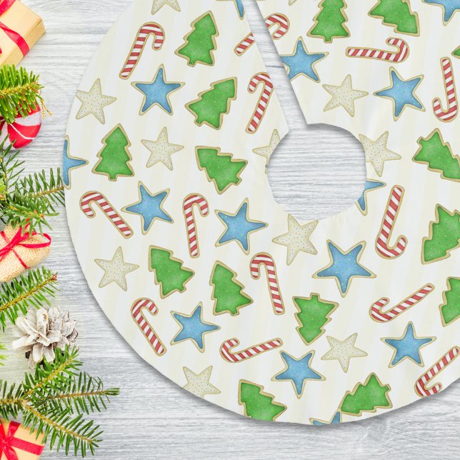 Christmas Cute Holiday Whimsical Cookie Cutouts Polyester Weihnachtsbaumdecke (Christmas holiday cookie cutout pattern tree skirt. )