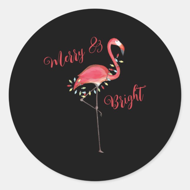 Christmas Cute Nk Flamingo String Lights T Shirt  Runder Aufkleber (Vorderseite)