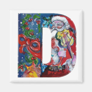 CHRISTMAS D BRIEF / SANTA MIT VIOLIN MONOGRAM MAGNET