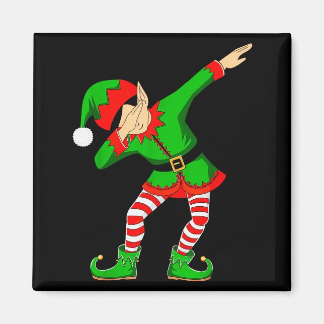 Christmas Dabbing Elf Santa Hat Boys Girls Kids Xm Magnet (Vorne)