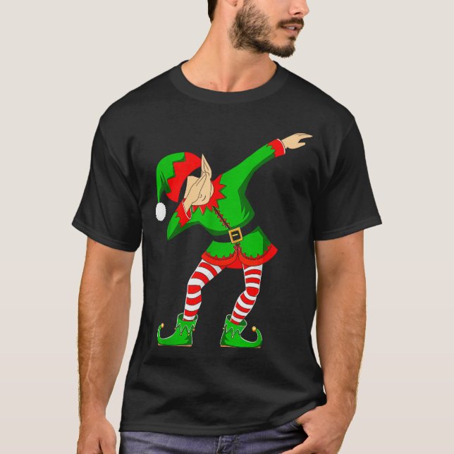 Christmas Dabbing Elf Santa Hat Boys Girls Kids Xm T-Shirt (Vorderseite)
