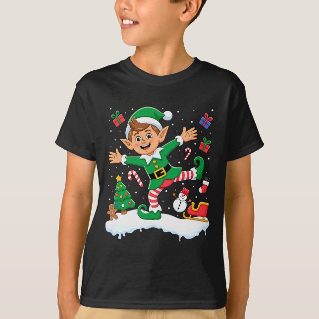 Christmas Dabbing Elf Tree Lights Boys Kids Dab Xm T-Shirt (Vorderseite)