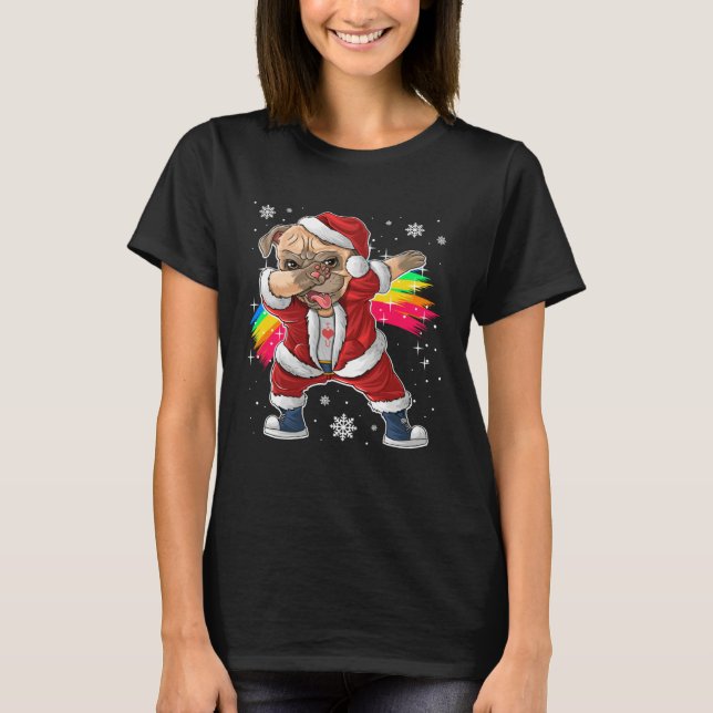 Christmas Dabbing Pug  Christmas Pjs & Costume Ide T-Shirt (Vorderseite)