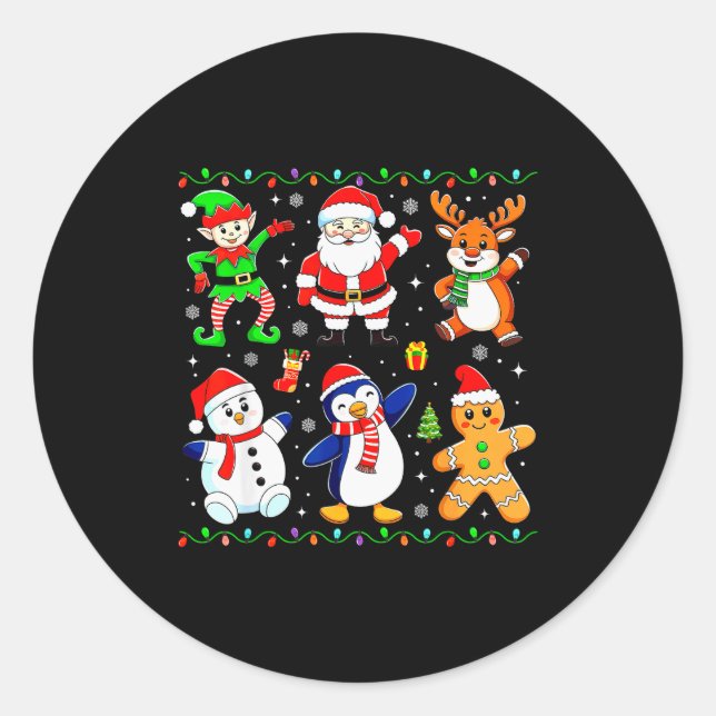 Christmas Dabbing Santa Elf Friends Boys Girls Men Runder Aufkleber (Vorderseite)