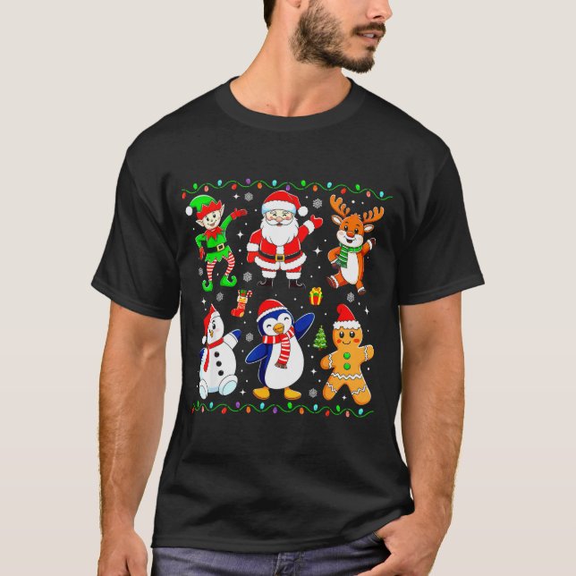 Christmas Dabbing Santa Elf Friends Boys Girls Men T-Shirt (Vorderseite)