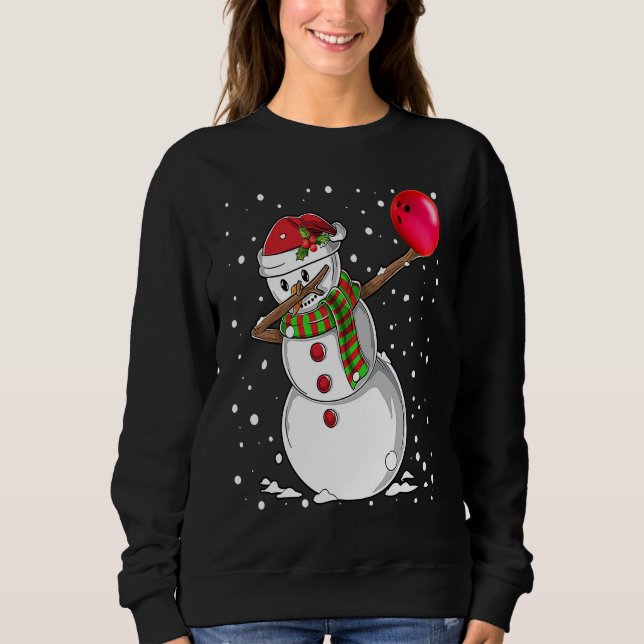 Christmas Dabbing Snowman Bowling Boys Kids Xmas S Sweatshirt (Vorderseite)