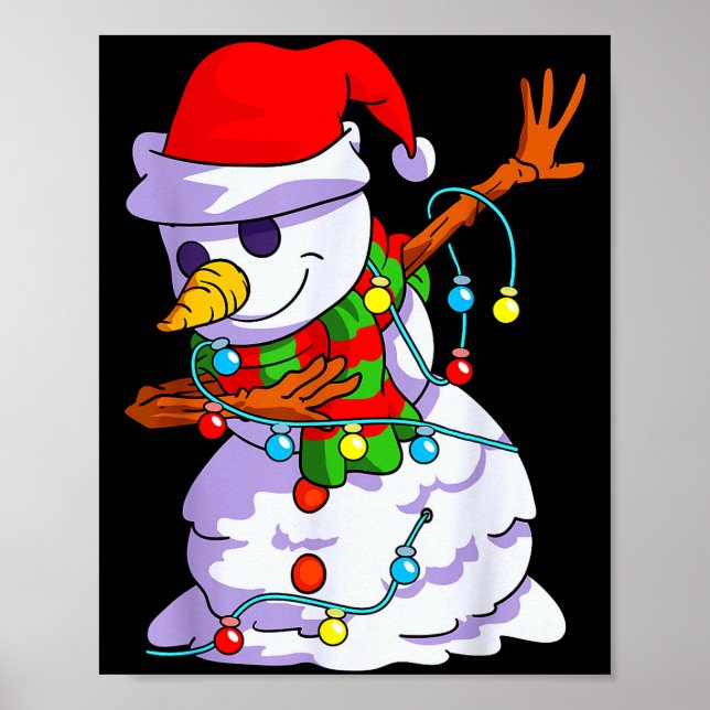 Christmas Dabbing Snowman Kids Girls Boys Matching Poster (Vorne)