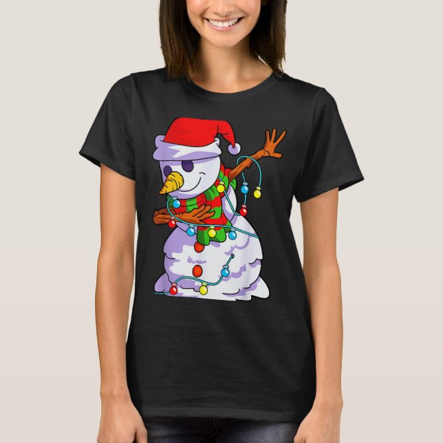 Christmas Dabbing Snowman Kids Girls Boys Matching T-Shirt (Vorderseite)