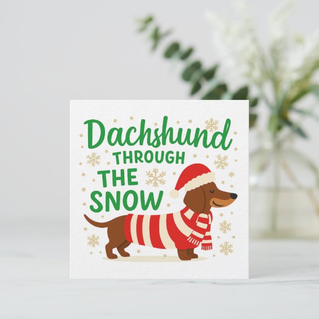 Christmas Dachshund Card/Invitation Einladung (Stehend Vorderseite)