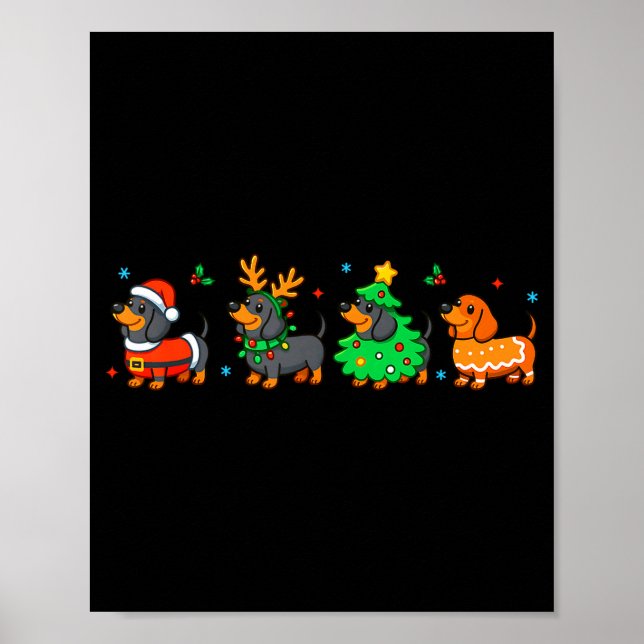 Christmas Dachshund Dog Weenie Merry Woofmas Dog M Poster (Vorne)