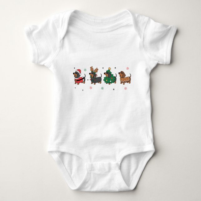 Christmas Dachshund Dogs Cute Holiday Sausage Dog  Baby Strampler (Vorderseite)