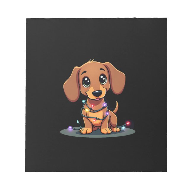 Christmas Dachshund Lights (1) Notizblock (Vorderseite)