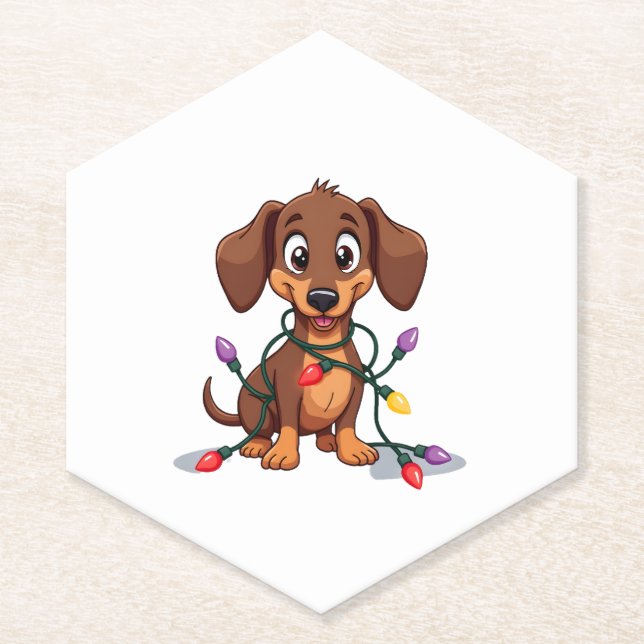 Christmas Dachshund Lights (2) Untersetzer (Vorderseite)