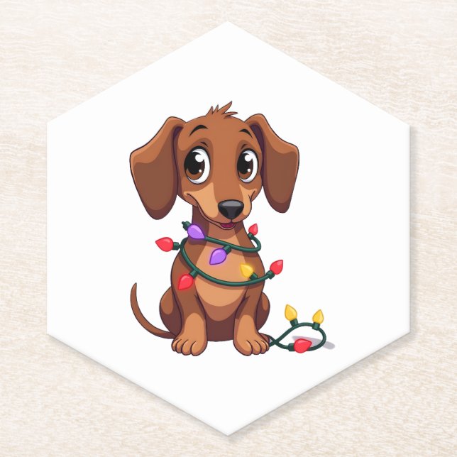 Christmas Dachshund Lights (3) Untersetzer (Vorderseite)