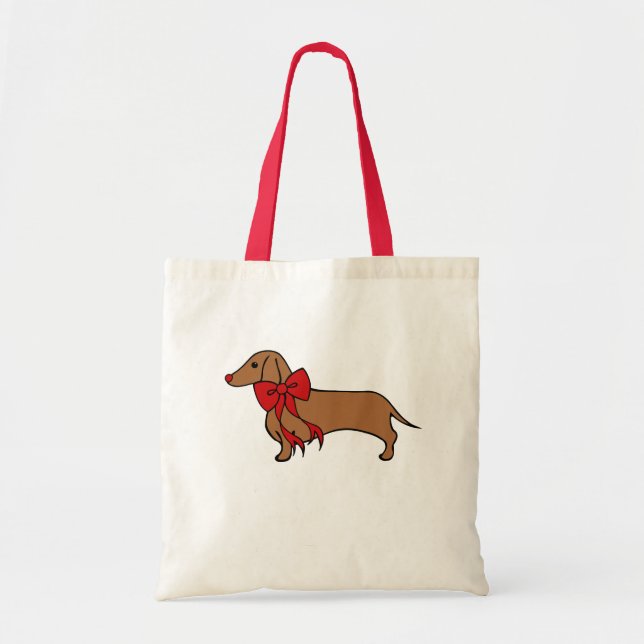  Christmas Dachshund Puppy Tote Gift Bag Tragetasche (Vorne)
