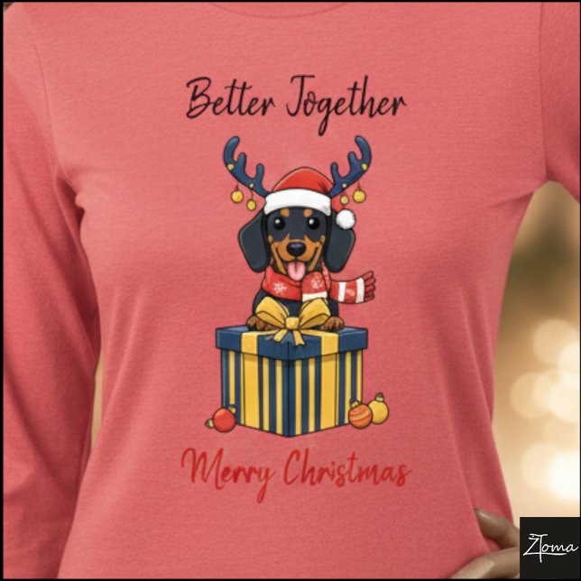 Christmas Dachshund Reindeer Scarf Gift Graphic Tri-Blend Shirt (Von Creator hochgeladen)