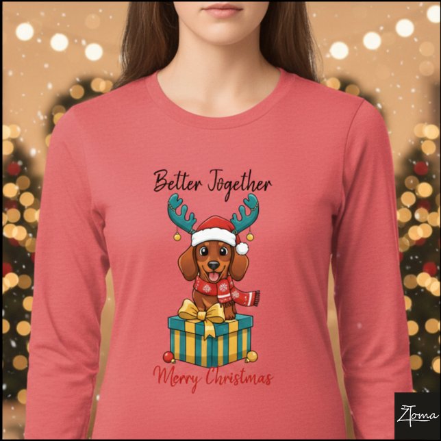 Christmas Dachshund Reindeer Scarf Gift Graphic Tri-Blend Shirt (Von Creator hochgeladen)