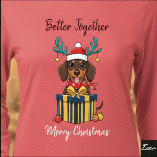 Christmas Dachshund Reindeer Scarf Gift Graphic Tri-Blend Shirt