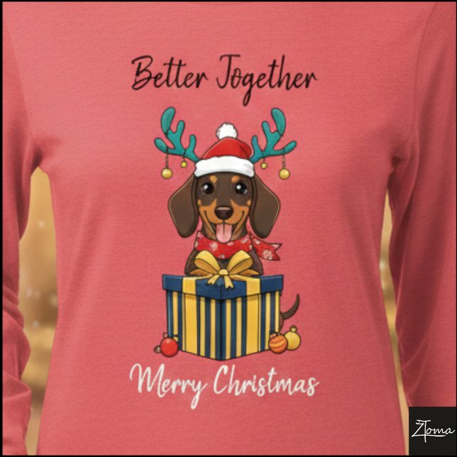 Christmas Dachshund Reindeer Scarf Gift Graphic Tri-Blend Shirt (Von Creator hochgeladen)