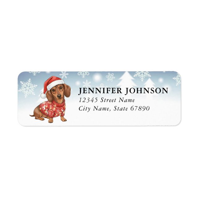 Christmas Dachshund Return Address Labels (Vorne)