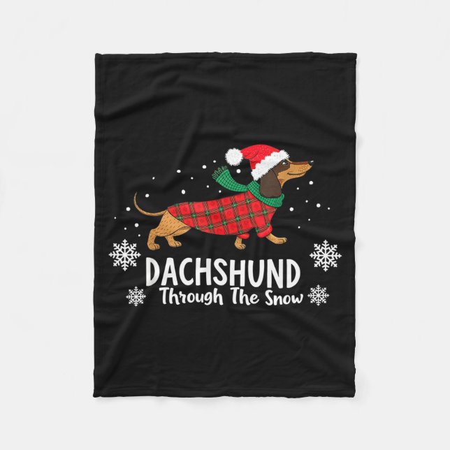 Christmas Dachshund Through The Snow Wiener Dog Sa Fleecedecke (Vorderseite)