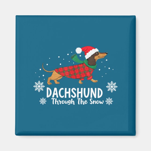 Christmas Dachshund Through The Snow Wiener Dog Sa Magnet (Vorne)