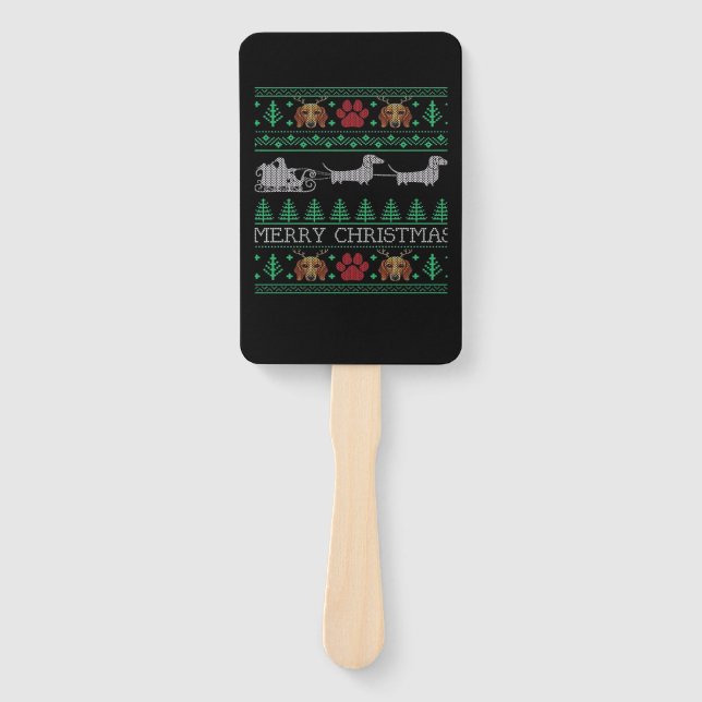 Christmas Dachshund Wiener Dog Dachshund Ugly Chri Fächer (Vorderseite)