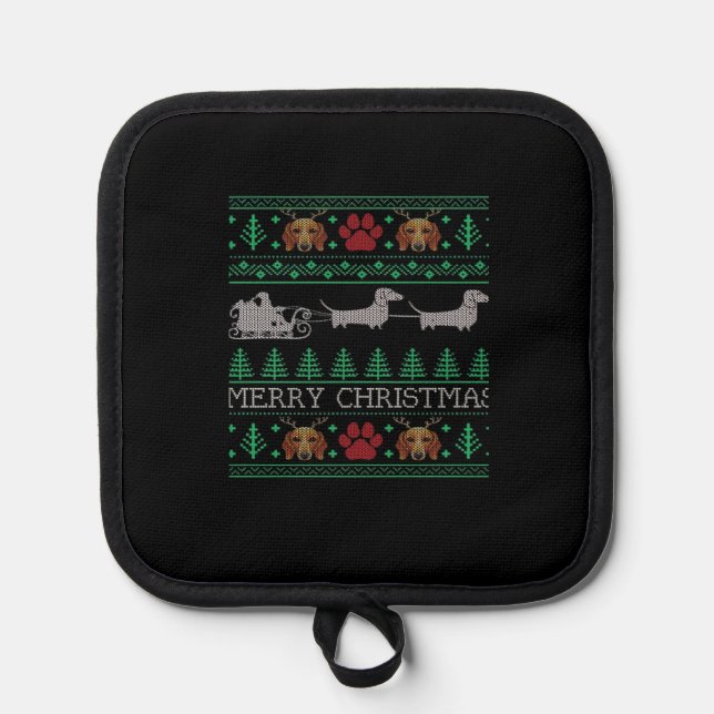 Christmas Dachshund Wiener Dog Dachshund Ugly Chri Topflappen (Vorderseite)