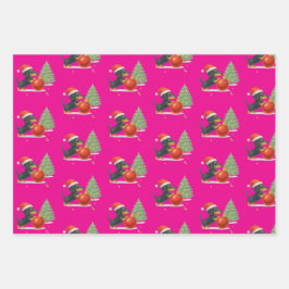 Christmas Dachshunds Wrapping Paper Set of 3 Geschenkpapier Set