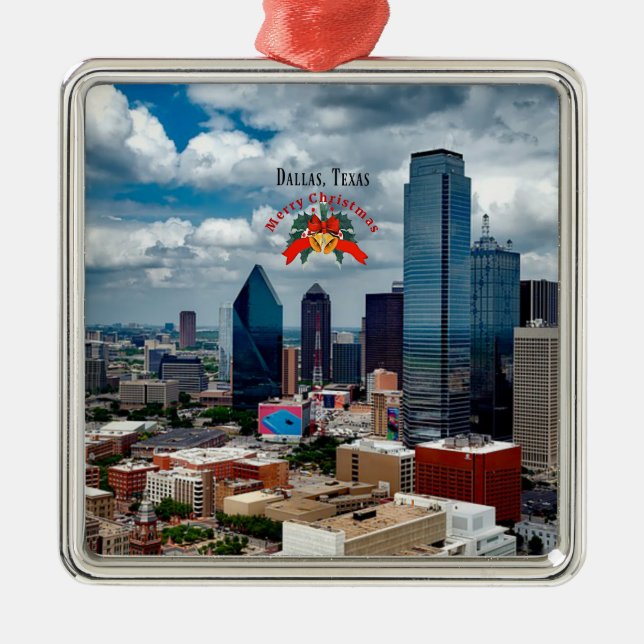 Christmas, Dallas, Texas skyline Ornament Aus Metall (Vorne)