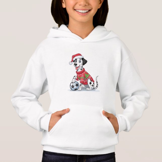 Christmas Dalmatian Dog with Soccer Ball Hoodie (Vorderseite)