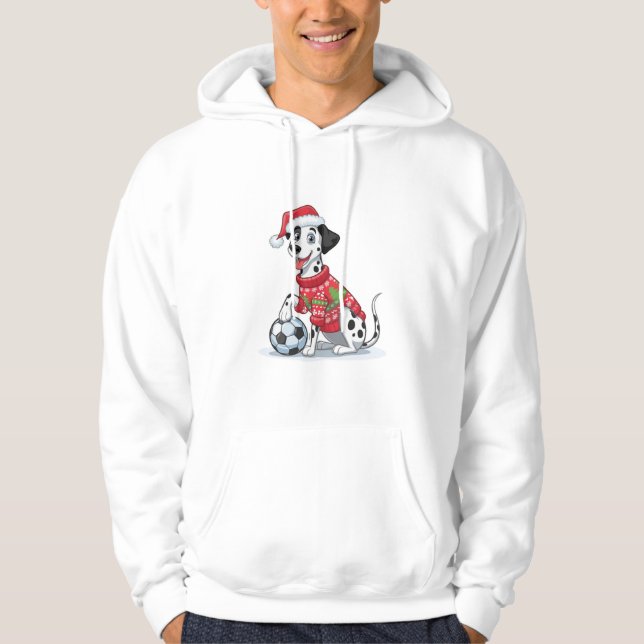 Christmas Dalmatian Dog with Soccer Ball Hoodie (Vorderseite)