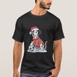 Christmas Dalmatian Dog with Soccer Ball T-Shirt
