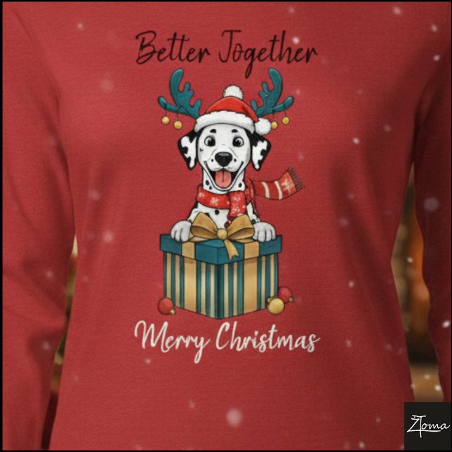 Christmas Dalmatian Puppy Reindeer Scarf Gift Tri-Blend Shirt (Von Creator hochgeladen)