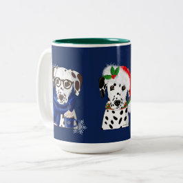 Christmas Dalmatians Zweifarbige Tasse