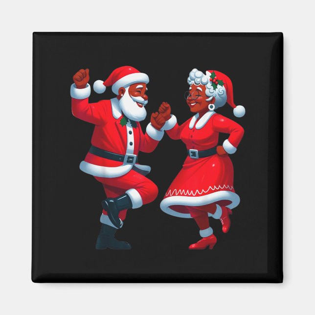 Christmas Dancing Black African American Santa Mrs Magnet (Vorne)