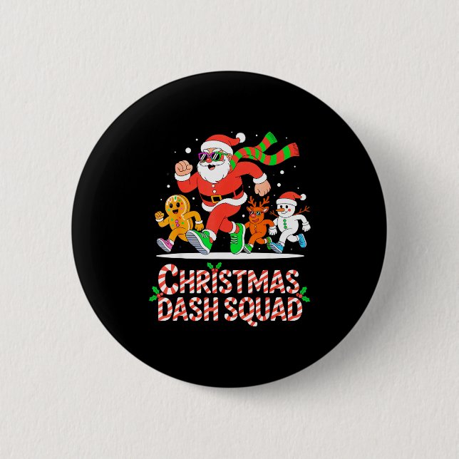 Christmas Dash Squad Running Runner Marathon Team  Button (Vorderseite)