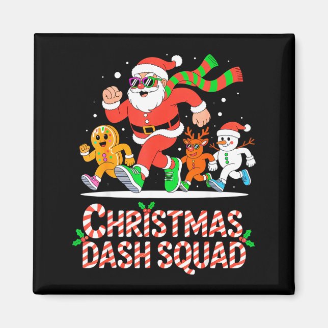 Christmas Dash Squad Running Runner Marathon Team  Magnet (Vorne)