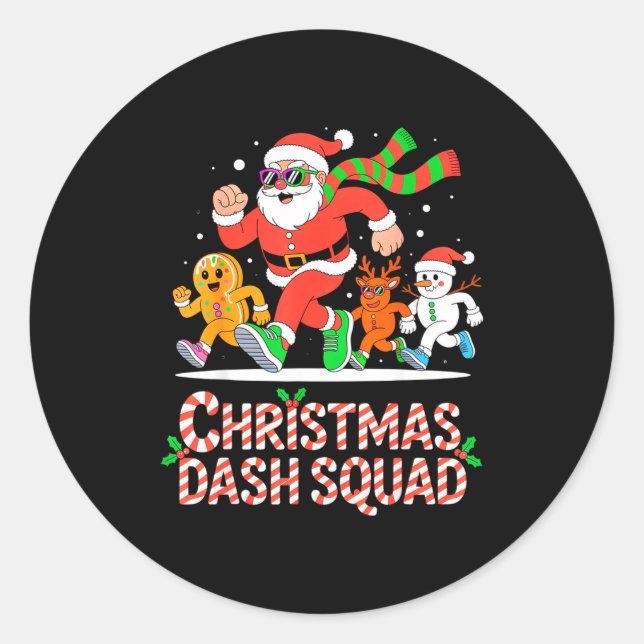 Christmas Dash Squad Running Runner Marathon Team  Runder Aufkleber (Vorderseite)