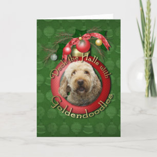 Christmas - Deck the Halls - Goldendoodles Feiertagskarte