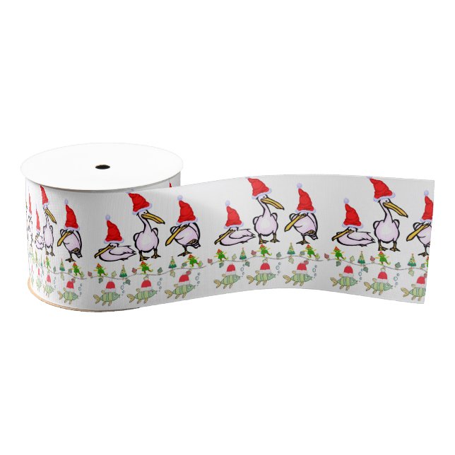 Christmas Decorative Ribbon, Pelicans Fish Ripsband (Spule)
