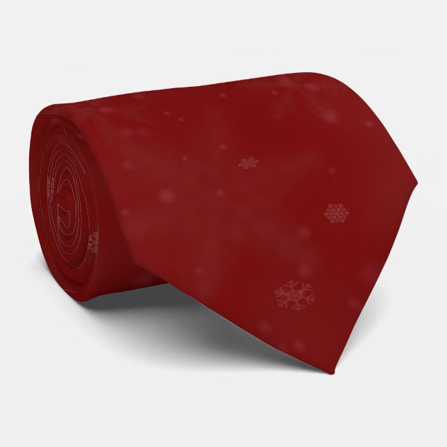 Christmas Deep Red Snowflake Neck Tie Krawatte (Gerollt)
