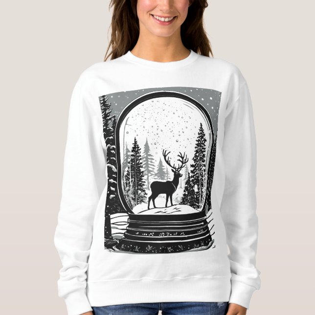 Christmas deer ans trees sweat-shirt for women sweatshirt (Vorderseite)