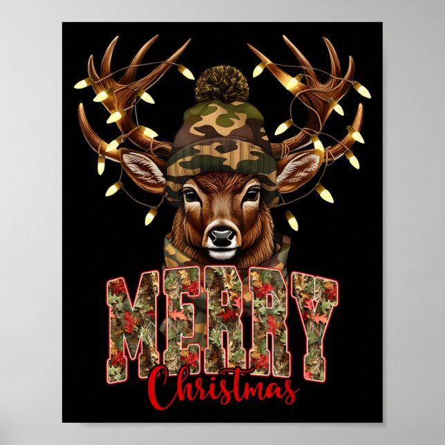 Christmas Deer Camouflage Hunting Camo Reindeer &a Poster (Vorne)